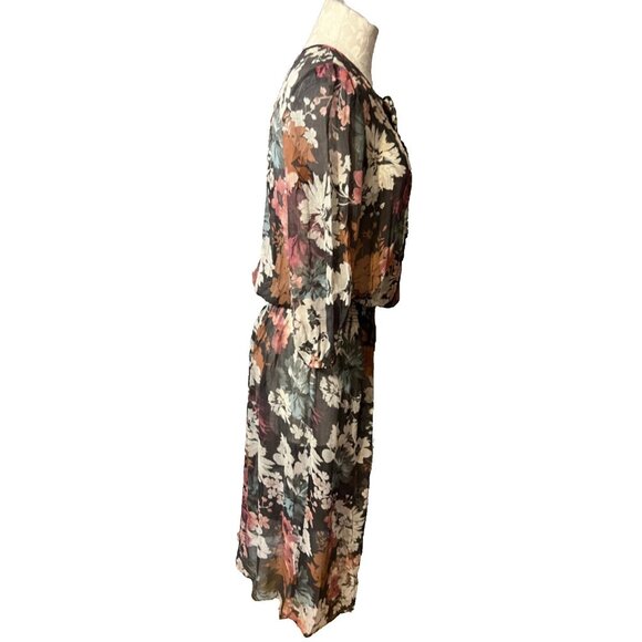 Sundance Dress 6 8 Petite Medium PM 3/4 Long Sleeve Sheer Silk Maxi - Picture 5 of 9